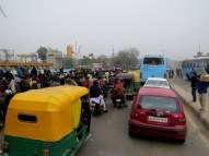 Crazy traffic by the street market