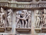 Erotic carving at the Khajuraho temples.