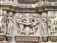 Erotic carving at the Khajuraho temples. Pretty crazy for something built between 950 and 1050 AD