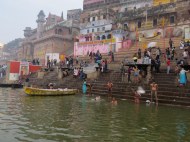 Pilgrims bathing in the Ganges River.